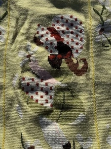 Sun Bonnet Sue Knit Blanket Yellow Hand Made Stitched Design 67 X 40” Vintage - Picture 1 of 9