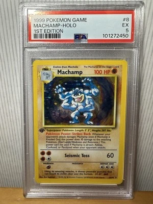 1999 Pokemon Game Machamp Holo PSA 5 First 1st Edition 8/102 Base Set Rare Card  - Image 1 of 2
