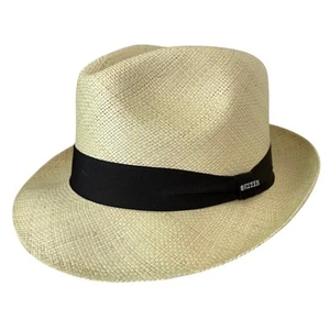 Biltmore Premium Venetian Panama Palm Straw Fedora Hat Size 7 1/2 Brim 2" - Picture 1 of 11