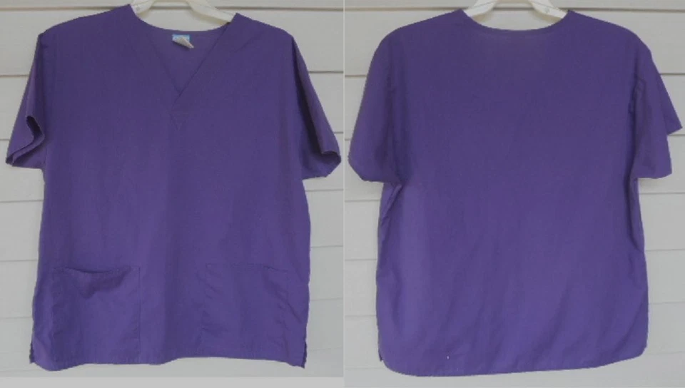 Blusa Médica Uniforme CREST para Damas Púrpura Oscuro con Cuello en V y Bolsillos Talla Grande Foto 1 de 1