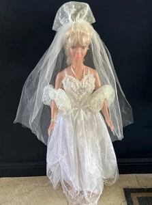 Vintage 1994 My Size Barbie Bride 3 ft Tall Blonde No Box No Slippers - Picture 1 of 24