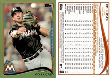 Ed Lucas 2014 Topps Green Baseball Card 387  Miami Marlins