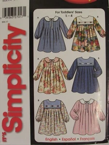 Darling OOP SIMPLICITY 5394 Toddlers Box-Pleated Dresses PATTERN 1/2-4 UC - Picture 1 of 4