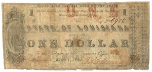 1864 State of Louisiana, Shreveport, LA 1 $ Obsolete Note No.6985 (59566) - Bild 1 von 2