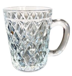 Vintage Set Of 4 Paul Sebastian Fine Crystal Diamond Cut  Glass  Coffee Mugs 8oz
