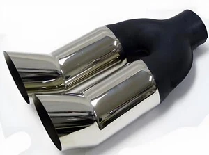 Dual Round DTM EXHAUST TIP 2 1/4 ID, 2 1/2" OD, Tip 3.5" , L 11" - Picture 1 of 4