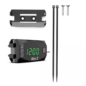 Voltmetro LED Moto 3 in 1 Impermeabile IP67 Termometro Orologio Display 6V-30V - Foto 1 di 16