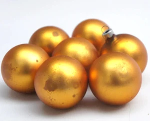 Vintage Satin Gold Quecksilber Glaskugeln Weihnachtsschmuck Mid Century Bohemian - Bild 1 von 9