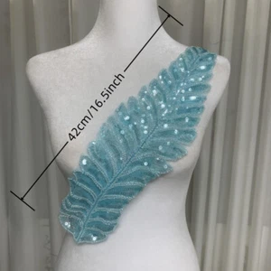 1 x applicazione paillettes a forma di foglia grande toppa per abito da sera abito borsa cucire artigianato - Foto 1 di 14