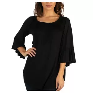 24seven Comfort Apparel Bell Sleeve Tunic Top Off Shoulder Plus Size 2X - Picture 1 of 6