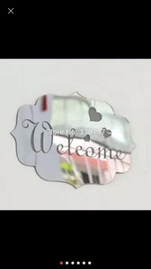 "Welcome" Door Sign Art Decor Wall Sticker "SILVER" 1pc - Picture 1 of 4