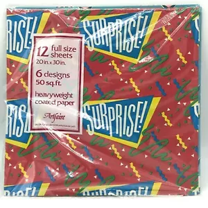 80s Artfaire Gift Wrapping Paper All Occassion 50 Sq Ft 6 Designs 20 x 30 Each - Picture 1 of 9