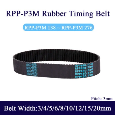 RPP-P3M Timing Belt Width 3~20mm Pitch 3mm Rubber Drive Belt Lenght 138~276mm