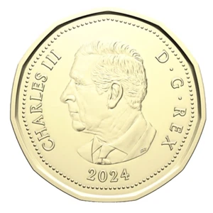 2024 King Charles III First Strikes Loonie Canada $1 One Dollar Coin Mint UNC - Picture 1 of 2