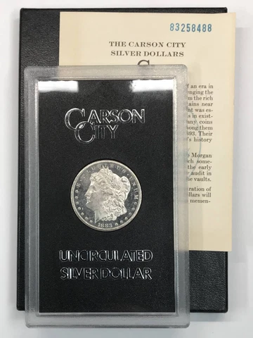 1883 CC Morgan Silver Dollar - GSA Hoard w box & COA - PL Prooflike fields Cover