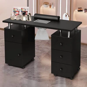Manicure Table Nail Desk w/Dust Collector & Drawers for Nail Tech, Beauty Salon - Picture 1 of 9