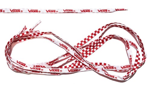 Lacci per scarpe piatti unisex 140 cm bianchi con lacci rosso logo VANS