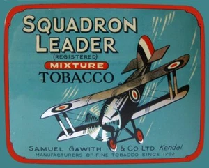 SQUADRON LEADER TOBACCO WAR PLANE 15" HEAVY DUTY USA MADE METAL ADVERTISING SIGN - Picture 1 of 1