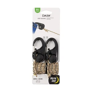 Nite Ize CamJam 8 ft Rope Bungee Cord knot-Free Tightener, Black (Pack Of 2) - Picture 1 of 7