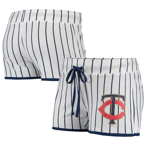 Women's Concepts Sport White Minnesota Twins Vigor Pinstripe Sleep Short Cover