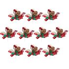  10 Pcs Xmas Cupcake Toppers Dessert Paper Artificial Bouquet Decorate Berry