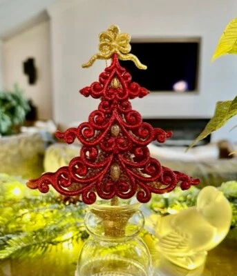 6" x 5" ADORNO ROJO Y DORADO NAVIDAD Elegante Colección Katherine NUEVO 18-9450 Foto 1 de 4