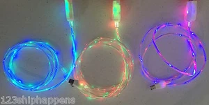 LED DUAL COLOR light charger cable FOR LG HTC SAMSUNG galaxy s3 s6 s7 micro usb - Picture 1 of 12