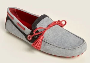 NWB DOLCE&GABBANA Men US 6.5/EU 39.5 N/M Gray/Red Tassel Nubuck Loafers $525 - Picture 1 of 11