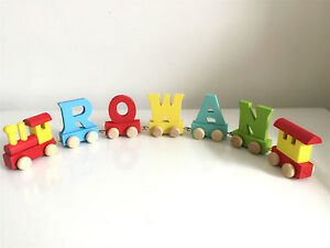 Wooden alphabet Train Letter for Personalized name train as Christening gift