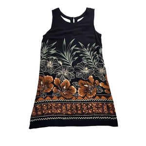 R & K Originals 18 Dress Black Brown Tropical Rhinestones Sleeveless Read* - Picture 1 of 13