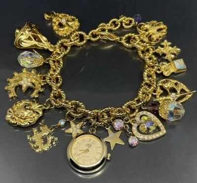 Kirks Folly Mujer Reloj Dije Pulsera Chapado en Oro Cristales Estrella Luna” Foto 1 de 4