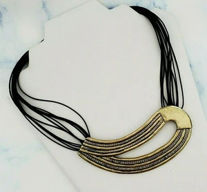 CHICO'S Halskette brüniert goldfarben und schwarz mehrsträngig grob Anhänger - Bild 1 von 9