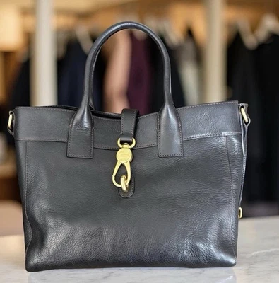 Dooney Bourke Black Amelie Satchel Tote Florentine Vacchetta Leather Bag - Image 1 of 4