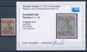 Danzig 1 1/4 Mark Germania Aufdruck 1920** Michel 27 II Befund (S27736) - Bild 1 von 1