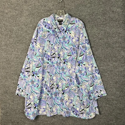 Blusa túnica retro floral Maggie Barnes para mujer talla 5X botón delantero artístico boho Foto 1 de 4