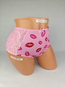 Cacique Cheeky Brief Sexy Plus Panty Lingerie 14/16 Pink Red Lips Kisses