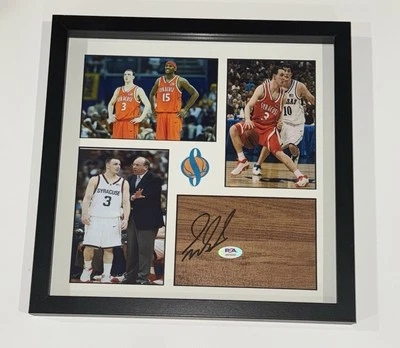 GERRY MCNAMARA SIGNED 12X12 FRAMED FLOORBOARD COLLAGE SYRACUSE ORANGE PSA COA - Image 1 of 2