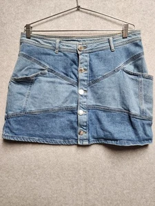 Women's Patchwork Denim Skirt Light Wash Jean Skirt So Brand Size 17 - Picture 1 of 9