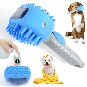 2 in 1 Dog Bath Brush, Soft Silicone Grooming Brush with Handle Shampoo Dispe... - Picture 1 of 7