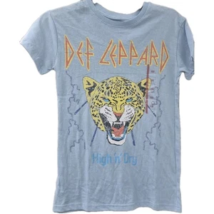 Def Leppard Graphic T Tee Shirt Top 1983 Light Blue High N Dry Adult  XXS Used - Picture 1 of 4