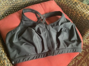 GLAMORISE BLK 9266, 44G Front-Closure Zip Up Sports Bra!! WIRE FREE - Picture 1 of 9