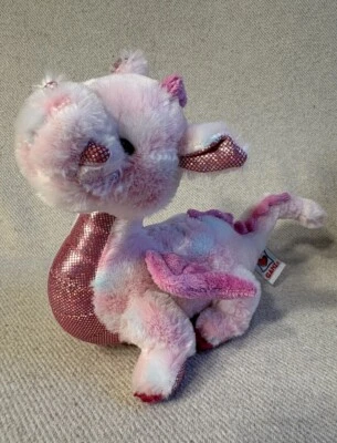 Ganz Webkinz Pink Whimsy Dragon HM156 Plush Stuffed Animal Toy No Code Tie-Dye - Image 1 of 4