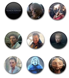 1" 25MM STAR WARS THE RISE OF SKYWALKER SET 2 BUTTON BADGES X9 - Foto 1 di 1