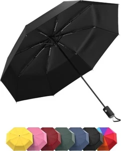 Windproof Travel Umbrella, Automatic Umbrellas for Rain, Compact Umbrella Black - Picture 1 of 6