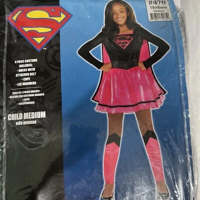 DC SUPERGIRL Halloween CHILD Medium (8-10) 4Pc Costume: Dress, Cape, Leg Warmers - Image 1 of 4