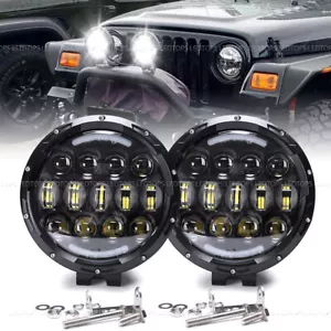 Vainas de luz de trabajo LED de punto de parachoques delantero redondo de 7 pulgadas para faros Jeep SUV 4x4 - Imagen 1 de 11