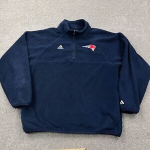 New England Patriots Sweater Men Large Blue Pullover Quarter Zip Jacket Fleece