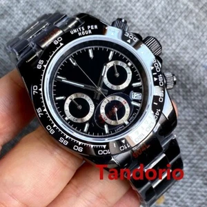 Bliger 39mm Multi-Function Full Chronograph VK63 Quartz Black PVD Men's Watch - Picture 1 of 6