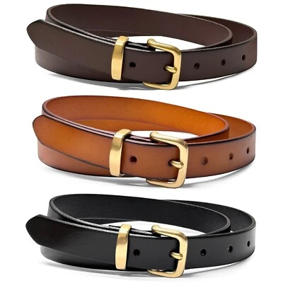 Women's Dress Belts 100% One Piece Genuine Full Grain Leather Casual Belt 1" - Image 1 of 4