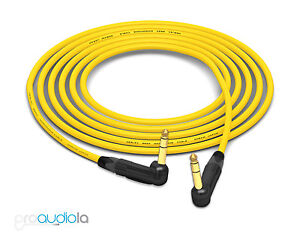 Mogami Quad 2534 Cable | Neutrik Gold Right-Angle 90º 1/4" TRS | Yellow 3 ft. 3'
